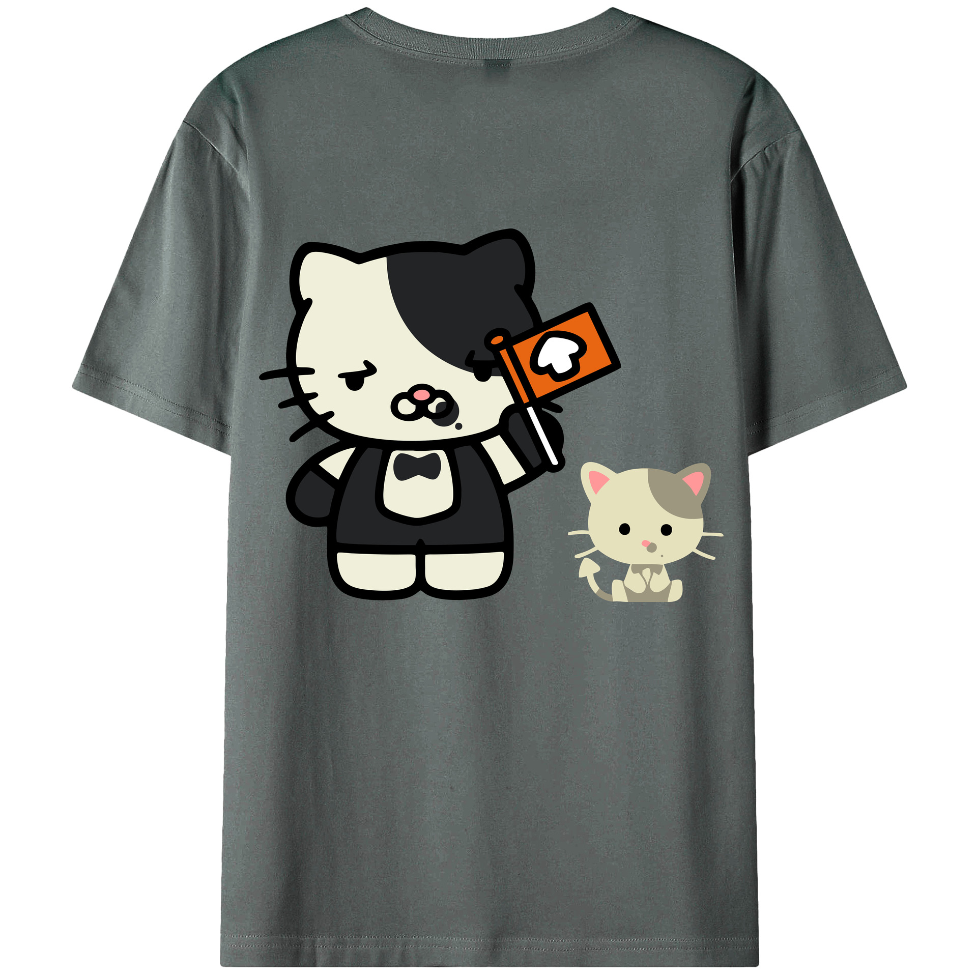 （画像用） Hello Kitty ハローキティ 綿100％ メンズ半袖Tシャツ（バックプリント） 通気性